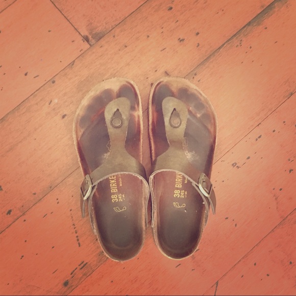 Birkenstock Shoes - Birkenstock Gizeh Birko-Flor - Golden Brown